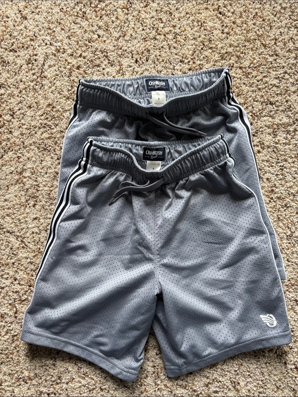 OshKosh B'gosh Gray Athletic Mesh Boys Shorts with Side Stripes